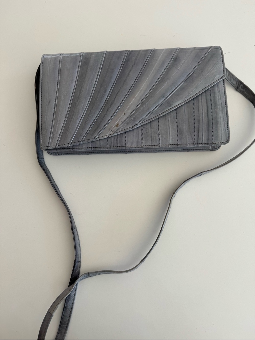 Vintage Gray Pleated Crossbody Bag